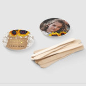 Gouden zonnebloem jute kant FOTO graduatie party Handwaaier (Niet-gemonteerd)