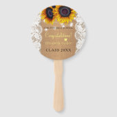 Gouden zonnebloem jute kant FOTO graduatie party Handwaaier (Voorkant)