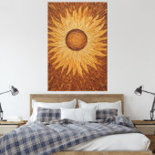 Gouden Zonnebloem met Getextureerde Bloembladeren Canvas Afdruk (Insitu (Slaapkamer))