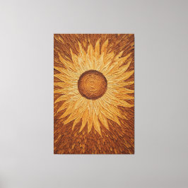Gouden Zonnebloem met Getextureerde Bloembladeren Canvas Afdruk
