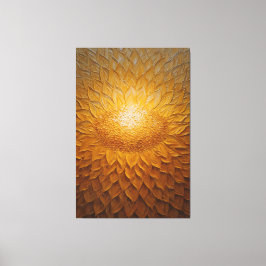 Gouden Zonnebloem met Getextureerde Bloembladeren Canvas Afdruk