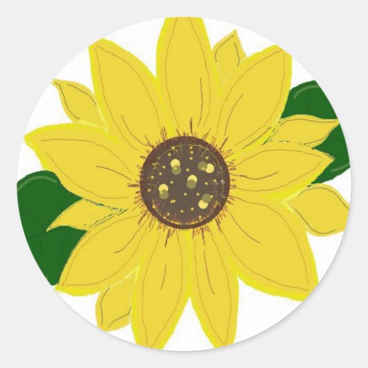 gouden zonnebloem ronde sticker (Voorkant)