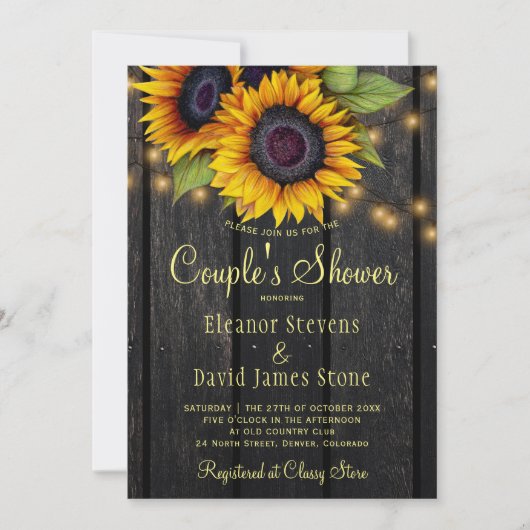 Gouden zonnebloem rustieke schuur hout koppels dou kaart (Voorkant)