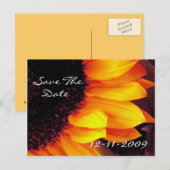 Gouden Zonnebloem Save Datum Bruid Bruidegom Huwel Aankondigingskaart (Voorkant / Achterkant)
