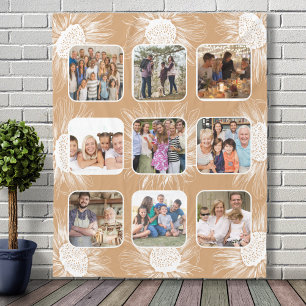 Gouden Zonnebloem Simplistische Familie 9 Fotocoll Fleece Deken