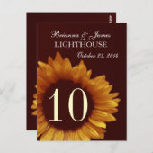 Gouden Zonnebloem Trouwtafel Nummer Briefkaart (Voorkant / Achterkant)