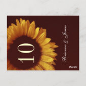 Gouden Zonnebloem Trouwtafel Nummer Briefkaart (Achterkant)