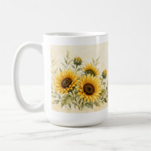 Gouden Zonnebloem Tuin Aquarel Koffiemok