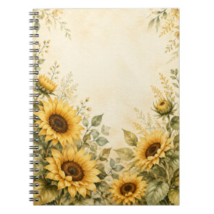 Gouden Zonnebloem Tuin Aquarel  Notitieboek