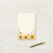 Gouden Zonnebloem Tuin Aquarel Post-it® Notes (Op bureau)