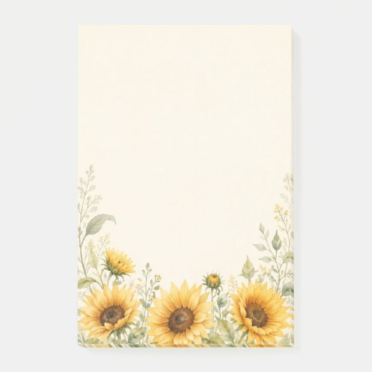 Gouden Zonnebloem Tuin Aquarel Post-it® Notes (Voorkant)