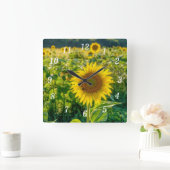 Gouden Zonnebloem veld wandklok (Huis)