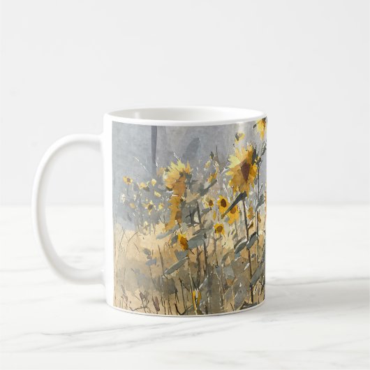 Gouden Zonnebloem Veld Waterverf Mok (Links)