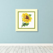 Gouden Zonnebloem - Vierkant Canvas Afdruk (Insitu (Houten vloer))