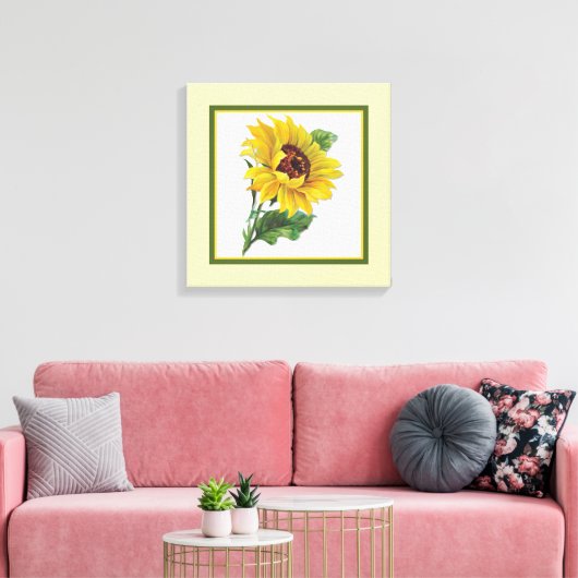 Gouden Zonnebloem - Vierkant Canvas Afdruk (Insitu (Woonkamer))