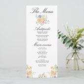 Gouden Zonnebloem vlinder Weide Bruiloft Menu (Staand voorkant)