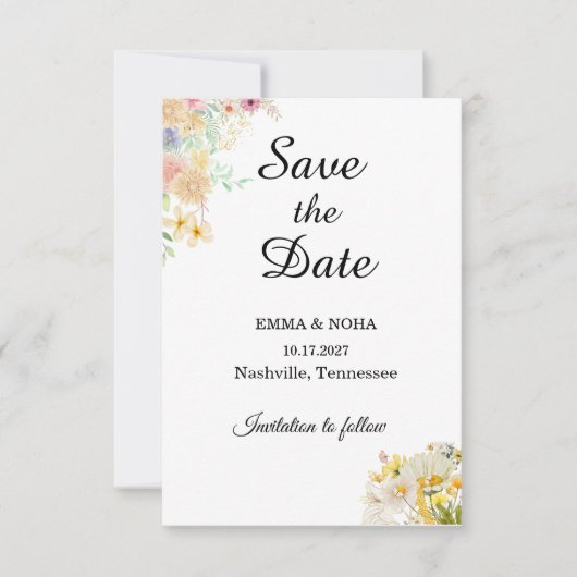 Gouden Zonnebloem vlinder Weide Bruiloft Save The Date (Voorkant)