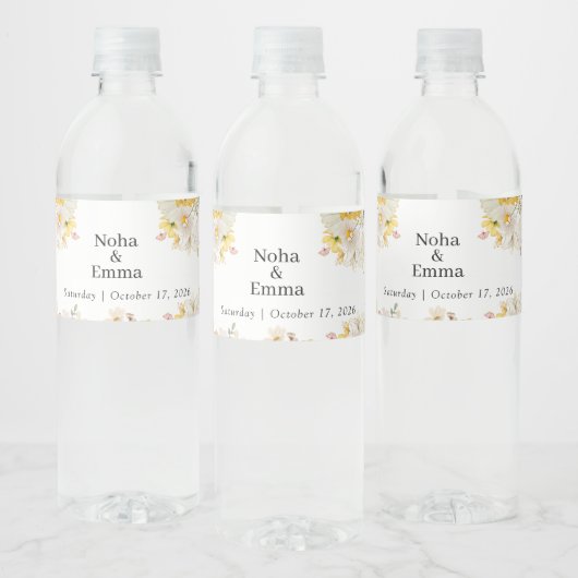 Gouden Zonnebloem vlinder Weide Bruiloft Waterfles Etiket (Flessen)
