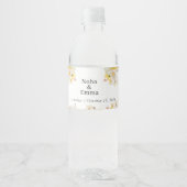 Gouden Zonnebloem vlinder Weide Bruiloft Waterfles Etiket (Voorkant)