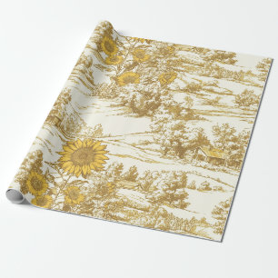 Gouden Zonnebloem Zomer Cottage Patroon Cadeaupapier