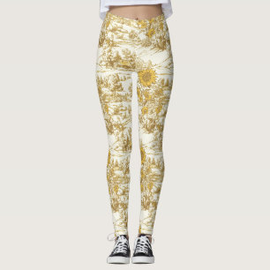 Gouden Zonnebloem Zomer Cottage Patroon Leggings