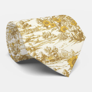 Gouden Zonnebloem Zomer Cottage Patroon Stropdas