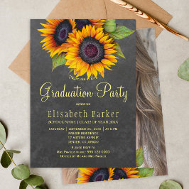 Gouden zonnebloemen, bijtende PHOTO graduatie part Kaart