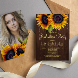 Gouden zonnebloemen, bijtende PHOTO graduatie part Kaart