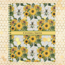 Gouden Zonnebloemen Honingraat en Koninginnebij