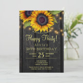 Gouden zonnebloemen land schuur hout dertig verjaa kaart (Staand voorkant)