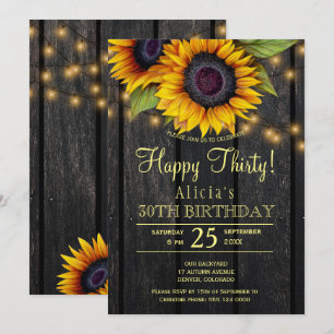Gouden zonnebloemen land schuur hout dertig verjaa kaart