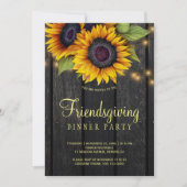 Gouden zonnebloemen land schuur hout vriendsgiving kaart (Voorkant)