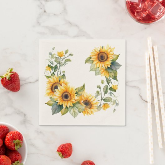 Gouden Zonnebloemen: Persoonlijke Trouwservetten Servet (Insitu)