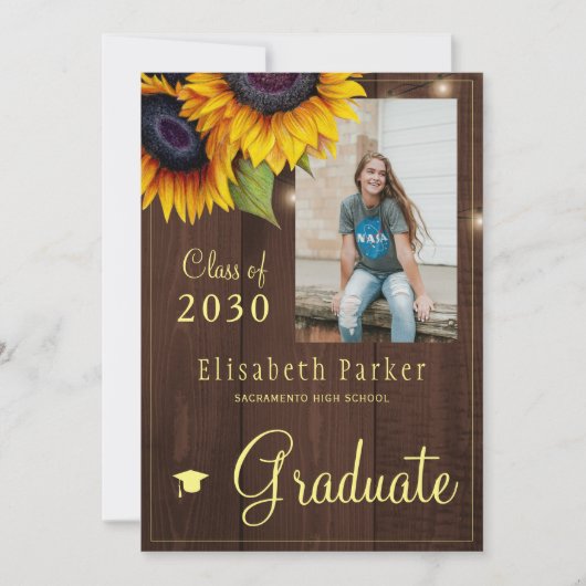 Gouden zonnebloemen PHOTO Collage graduatie party Kaart (Voorkant)