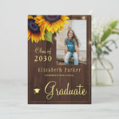 Gouden zonnebloemen PHOTO Collage graduatie party  Kaart (Staand voorkant)