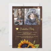 Gouden zonnebloemen PHOTO Collage graduatie party  Kaart (Achterkant)