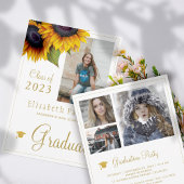 Gouden zonnebloemen PHOTO Collage graduatie party  Kaart