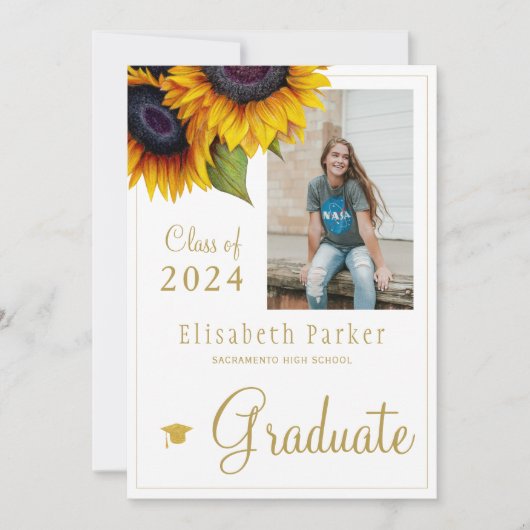 Gouden zonnebloemen PHOTO Collage graduatie party Kaart (Voorkant)