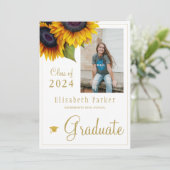 Gouden zonnebloemen PHOTO Collage graduatie party  Kaart (Staand voorkant)