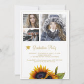 Gouden zonnebloemen PHOTO Collage graduatie party  Kaart (Achterkant)