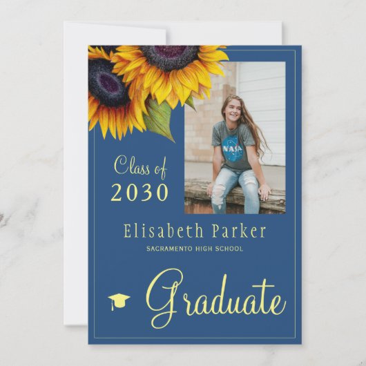 Gouden zonnebloemen PHOTO Collage graduparty Kaart (Voorkant)