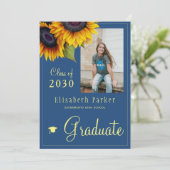 Gouden zonnebloemen PHOTO Collage graduparty Kaart (Staand voorkant)