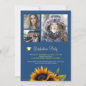 Gouden zonnebloemen PHOTO Collage graduparty Kaart (Achterkant)