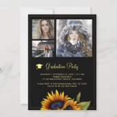 Gouden zonnebloemen PHOTO Collage graduparty Kaart (Achterkant)