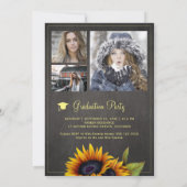 Gouden zonnebloemen PHOTO Collage graduparty Kaart (Achterkant)