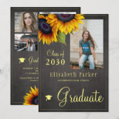 Gouden zonnebloemen PHOTO Collage graduparty Kaart (Voorkant / Achterkant)