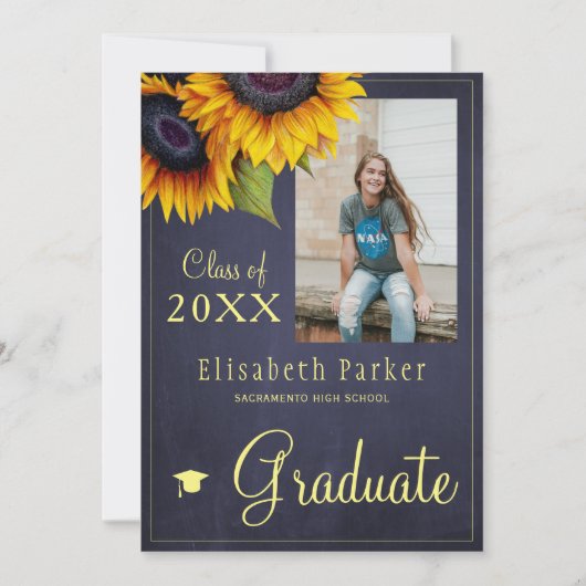 Gouden zonnebloemen PHOTO Collage graduparty Kaart (Voorkant)