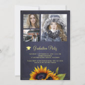 Gouden zonnebloemen PHOTO Collage graduparty Kaart (Achterkant)
