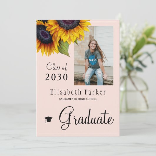 Gouden zonnebloemen PHOTO Collage graduparty Kaart (Staand voorkant)