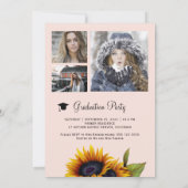 Gouden zonnebloemen PHOTO Collage graduparty Kaart (Achterkant)